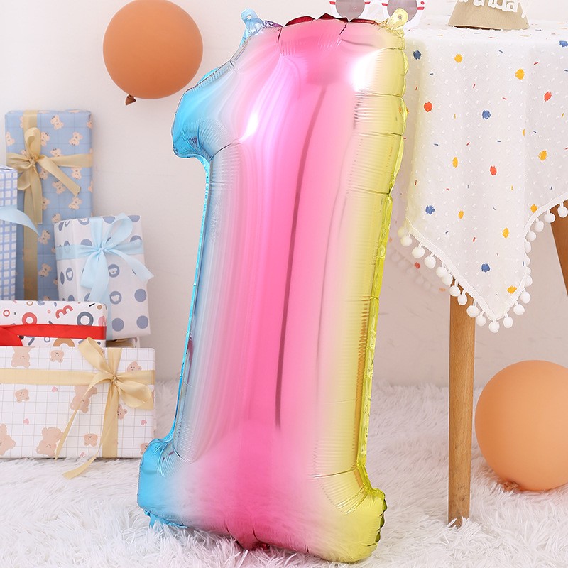 新款32寸渐变数字气球 中数字铝膜气球生日派对装饰场景布置气球详情4