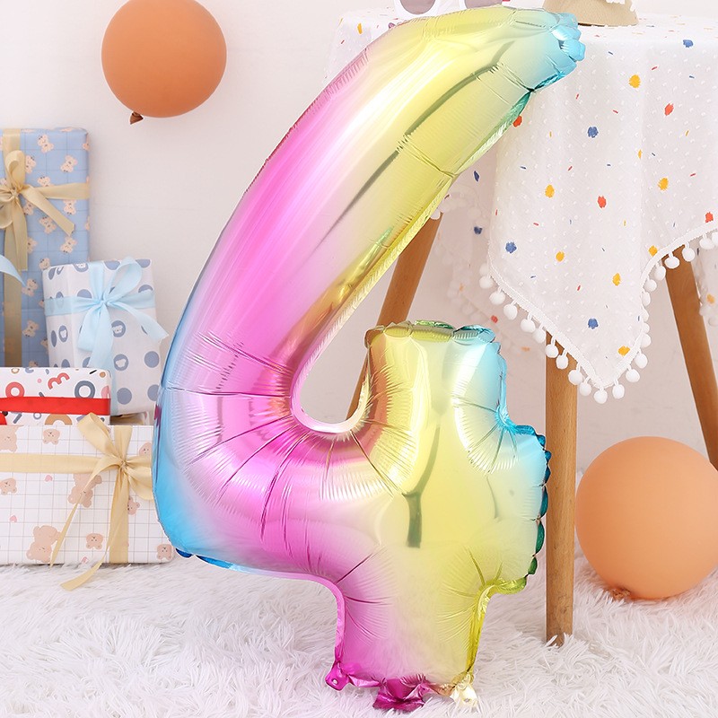 新款32寸渐变数字气球 中数字铝膜气球生日派对装饰场景布置气球详情7
