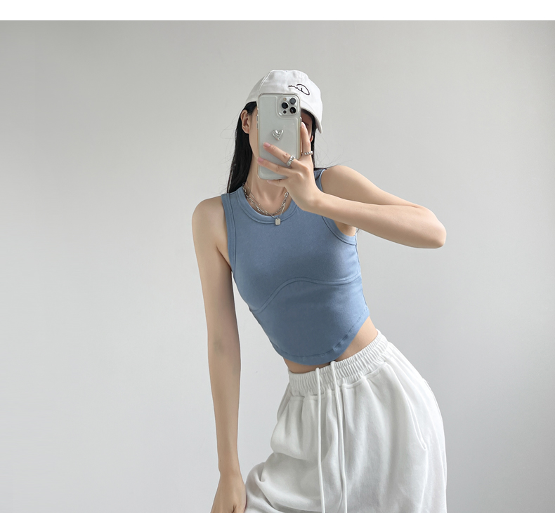 短款背心女吊带夏季紧身无袖设计感小众圆弧内搭打底外穿甜辣上衣详情3