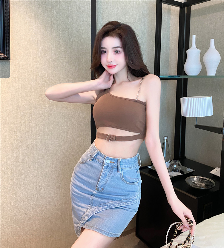 Women's 2022 Summer new collection: One-shoulder design, stylish, halter top, sexy outerwear for hot girls pic 10