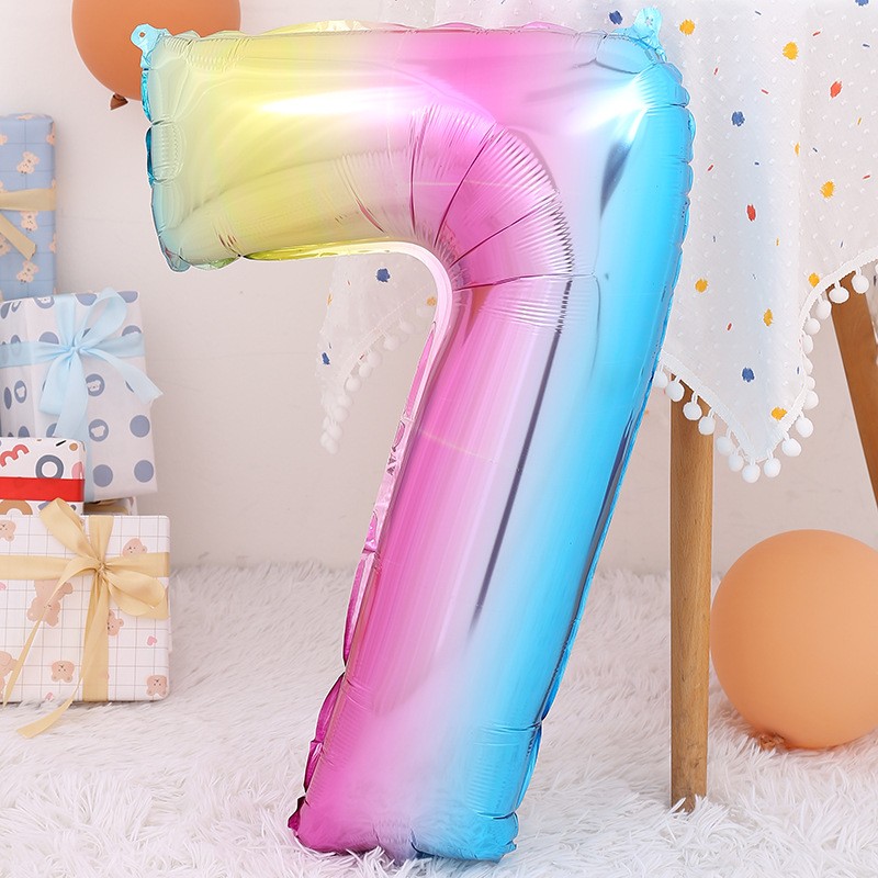 新款32寸渐变数字气球 中数字铝膜气球生日派对装饰场景布置气球详情10