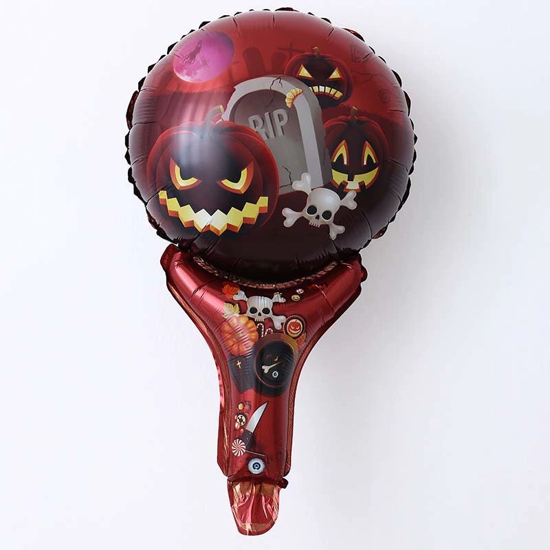 圆款新款万圣节铝膜气球手持快乐小巫师南瓜充气棒铝膜气球装饰道具详情6