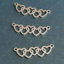 Mirror stainless steel heart heart five love heart connector DIY double pendant accessories Titanium steel bracelet pendant