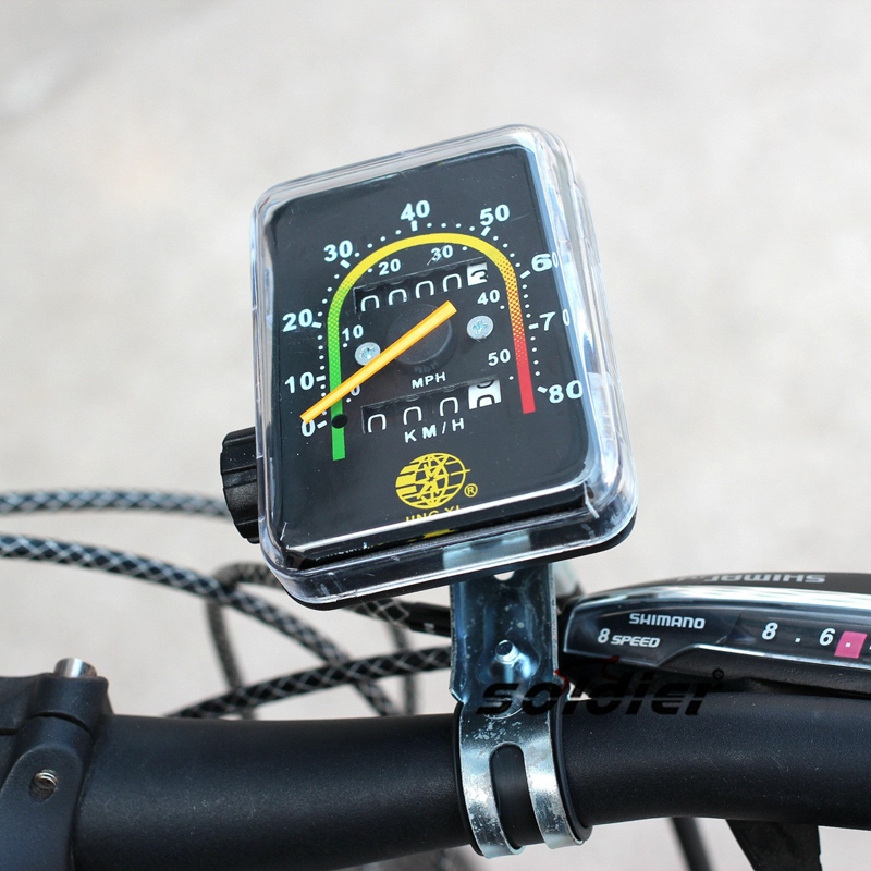 JY-092 speedometer (pointer type), bicycle wired speedometer, tricycle, bicycle mechanical speedometer, square tachometer, internal speedometer, odometer, speedometer details Picture