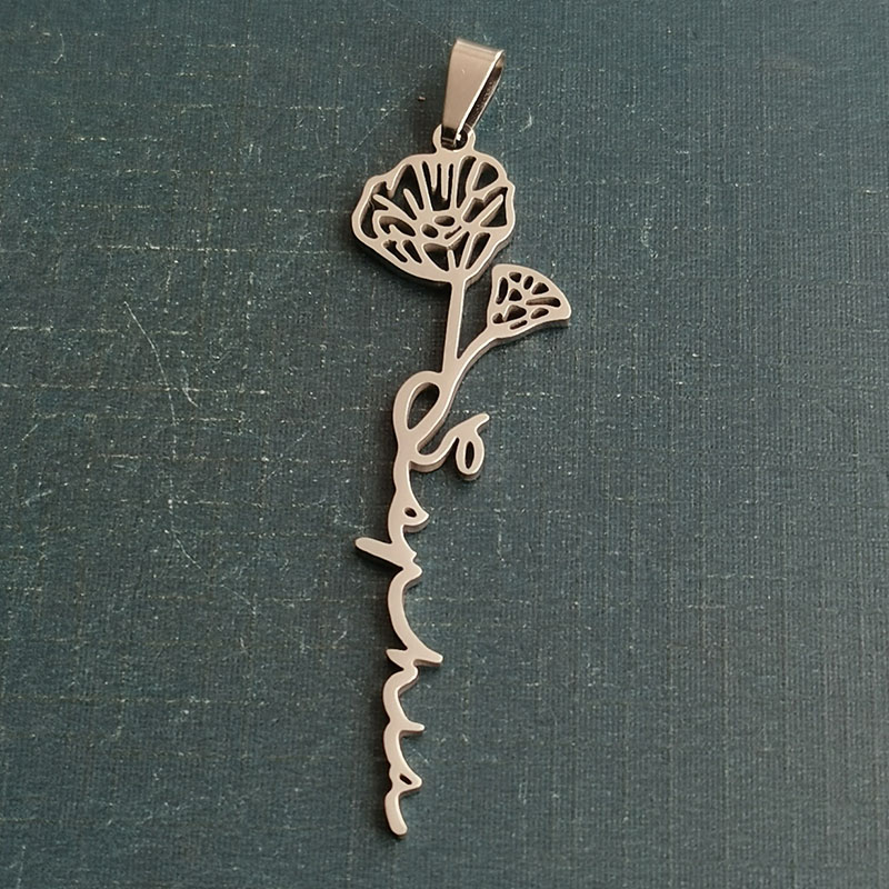 Titanium steel plated real gold leaf flower necklace pendant DIY handmade accessory materials December flowers