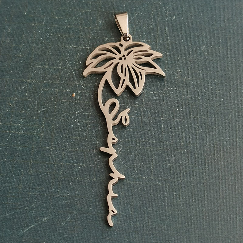 Titanium steel Real Gold Vintage leaf flower necklace Pendant DIY handmade accessory materials December flowers