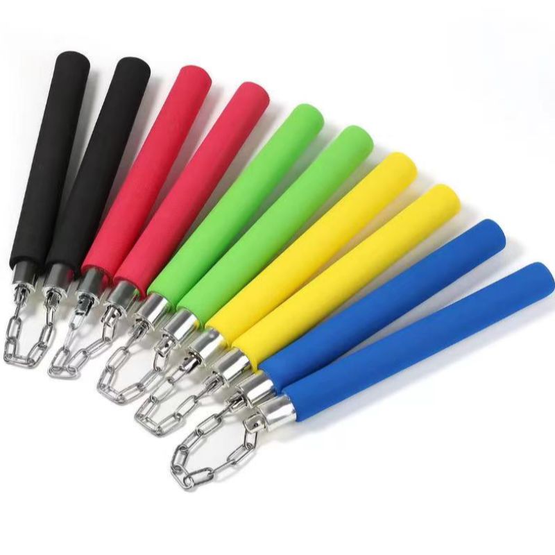 海绵双节棍表演实战防身双节棍初学者练习跆拳道双节棍海绵双节棍蓝色