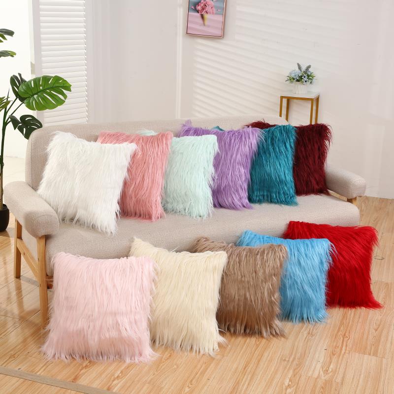 Long Wool Throw Pillow Cushion Back Pillow Cover