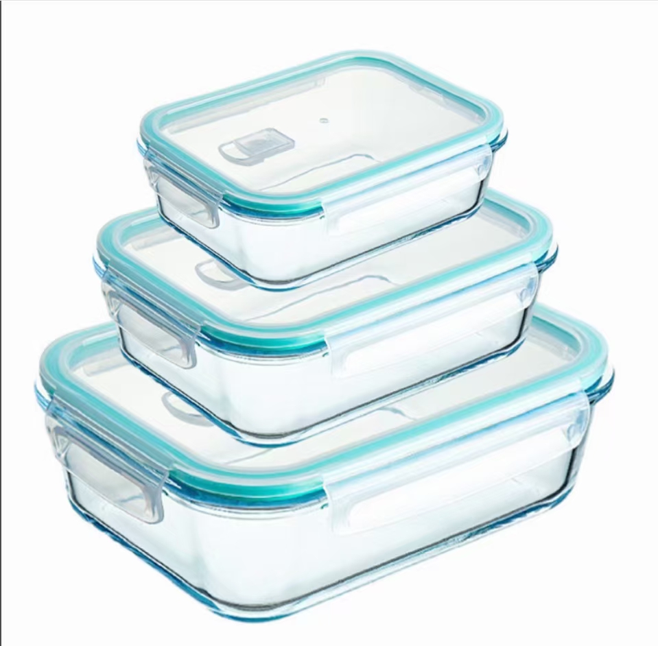 Three-Piece Glass Fresh-Keeping Box Color Box Package 370+640+1040 details Picture