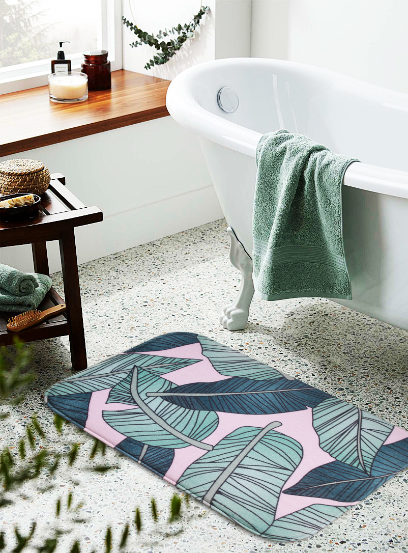 千思印花法兰绒地垫 植物现代ins风地毯 入户客厅卧室浴室吸水防滑垫详情11