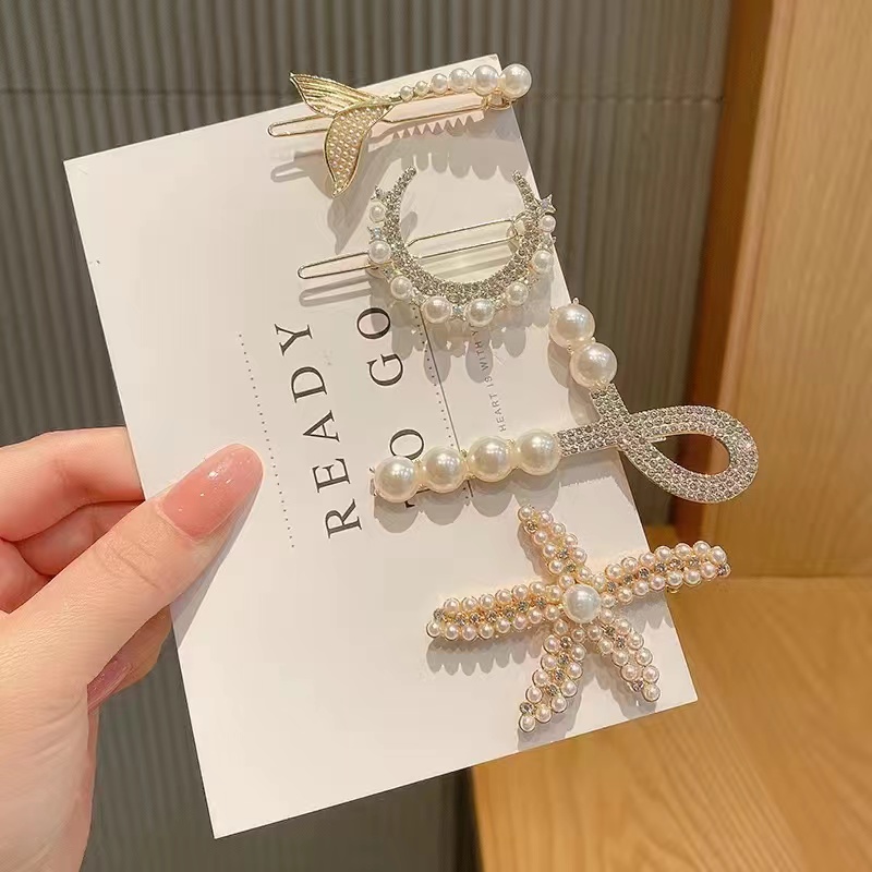 The 2023 new water diamond hair clip, side one-piece clip, Korean girl bangs hair clip pic 7