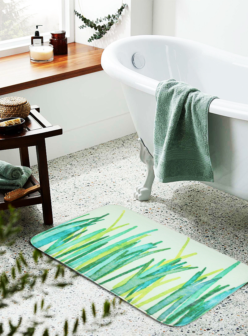 千思印花法兰绒地垫 植物现代ins风地毯 入户客厅卧室浴室吸水防滑垫详情7