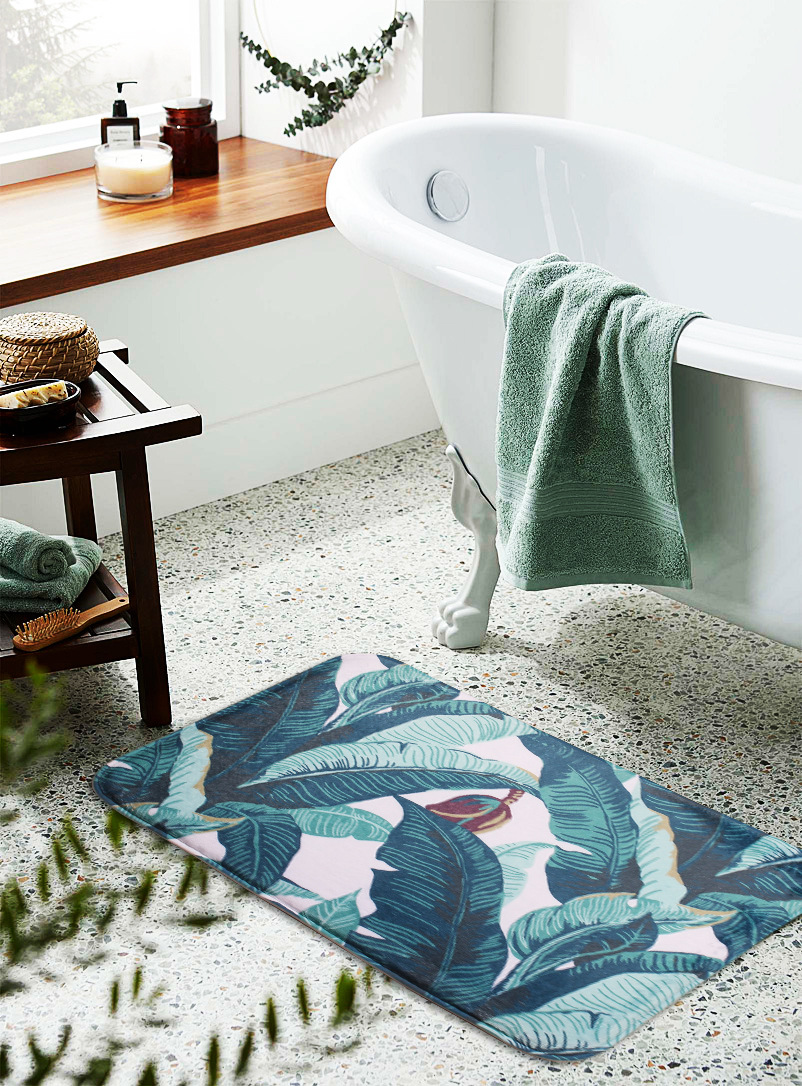 千思印花法兰绒地垫 植物现代ins风地毯 入户客厅卧室浴室吸水防滑垫详情9