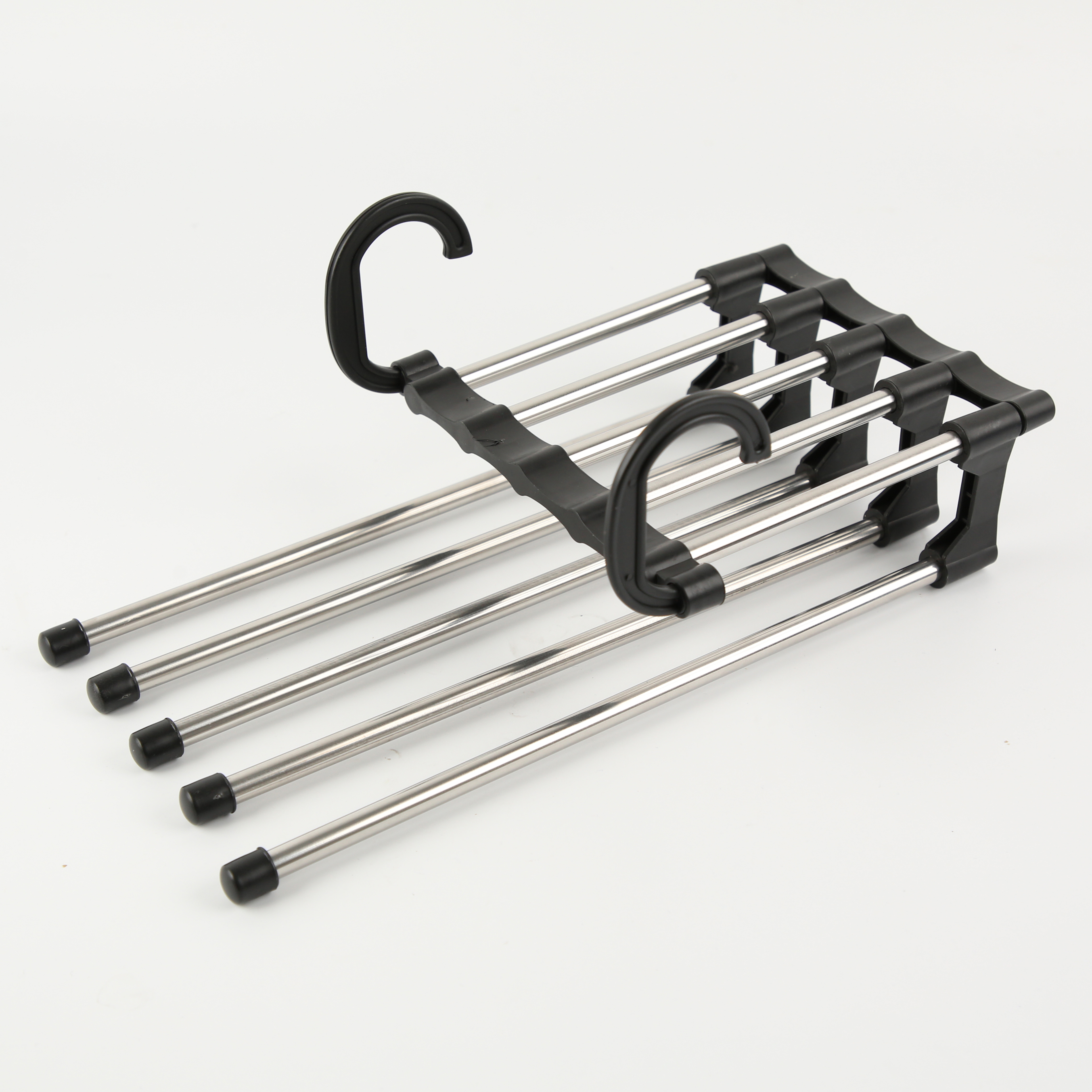 不锈钢多层裤夹 多功能折叠伸缩衣裤整理架 家用衣服晾晒五层收纳架批发零售详情9