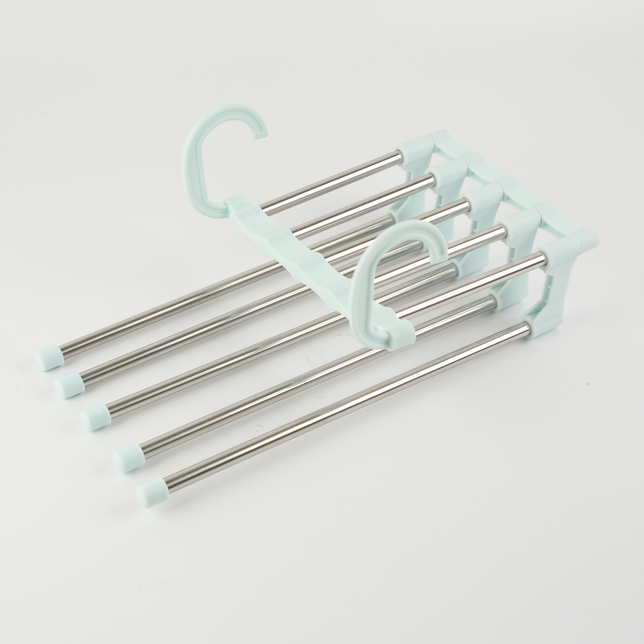 不锈钢多层裤夹 多功能折叠伸缩衣裤整理架 家用衣服晾晒五层收纳架批发零售详情13