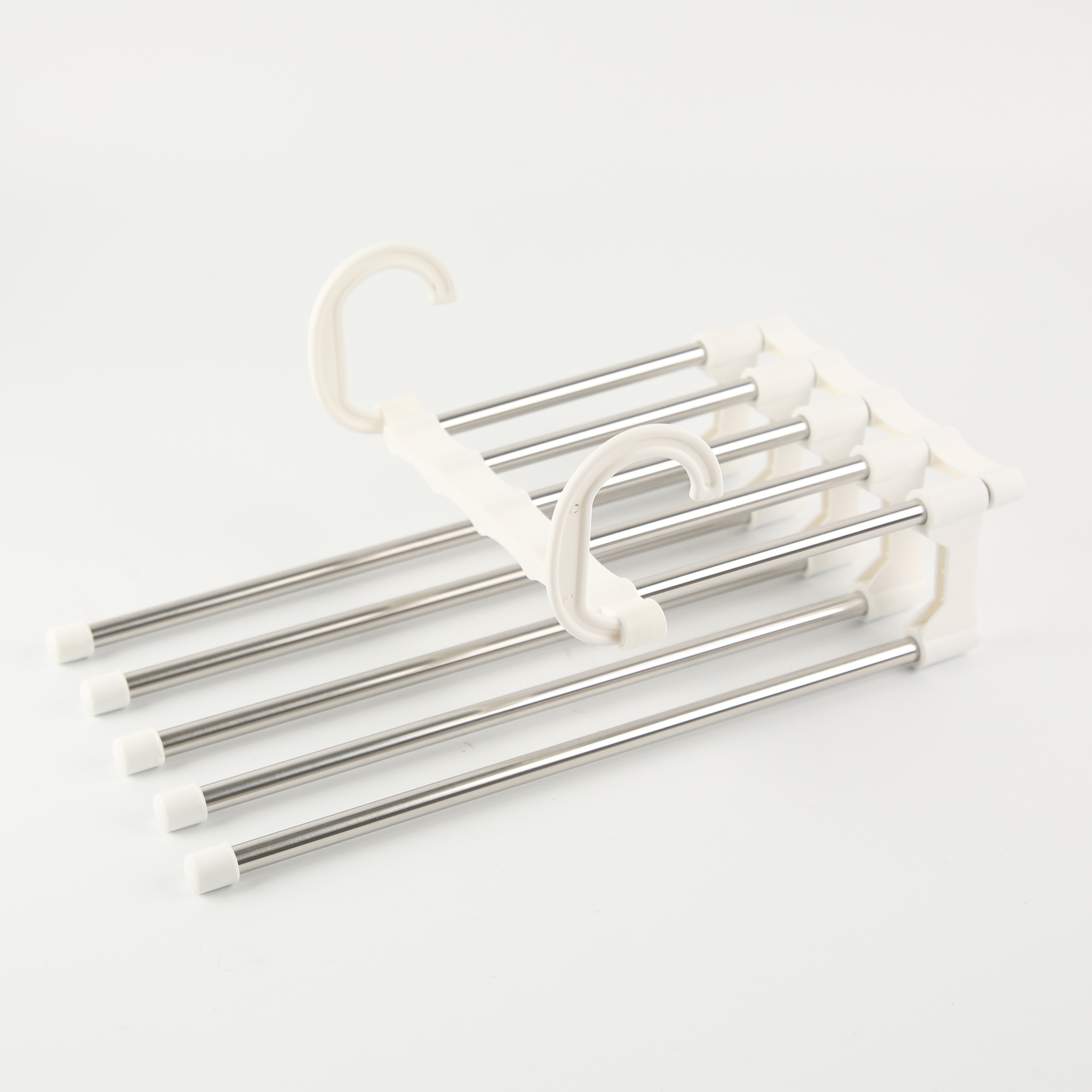 不锈钢多层裤夹 多功能折叠伸缩衣裤整理架 家用衣服晾晒五层收纳架批发零售详情15