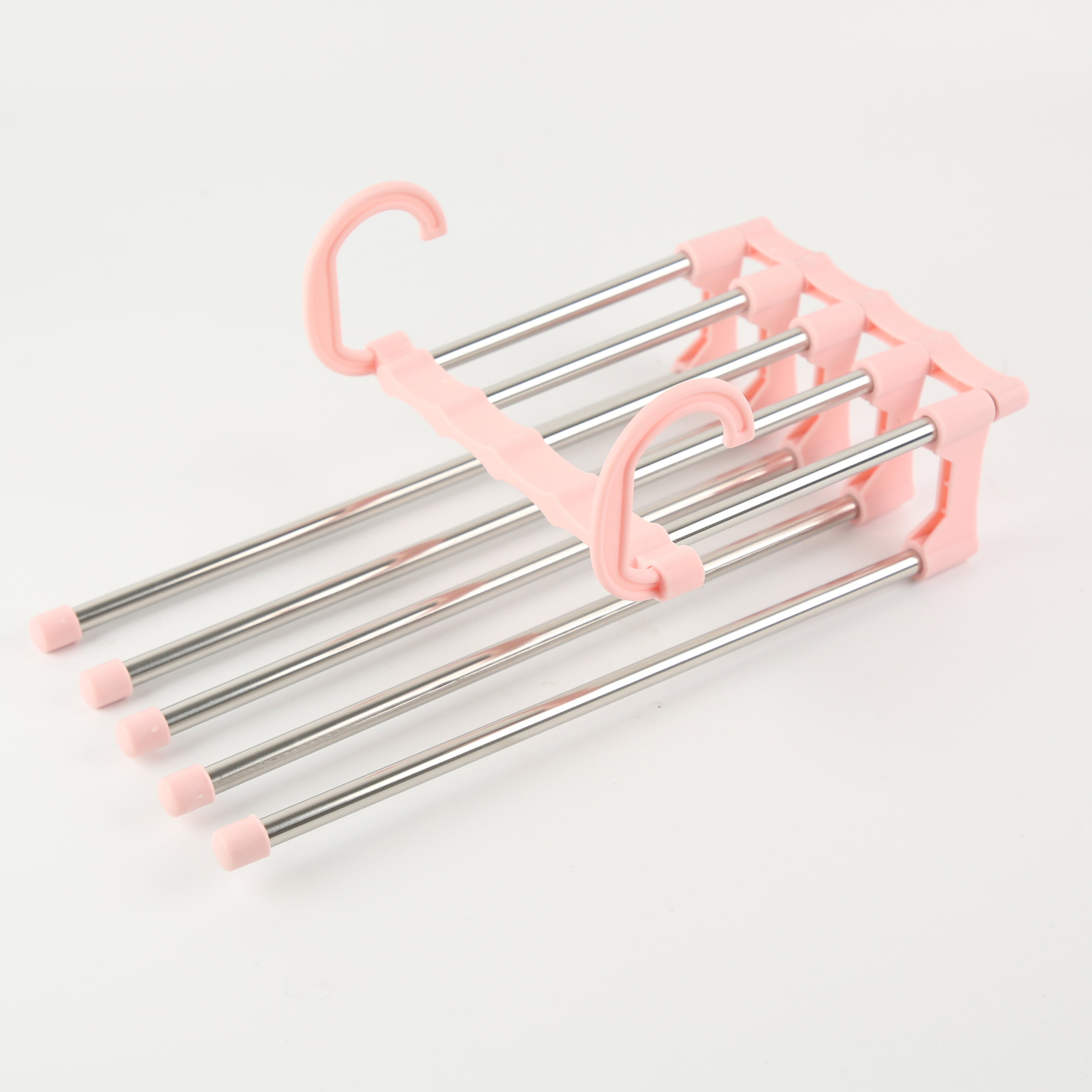 不锈钢多层裤夹 多功能折叠伸缩衣裤整理架 家用衣服晾晒五层收纳架批发零售详情14