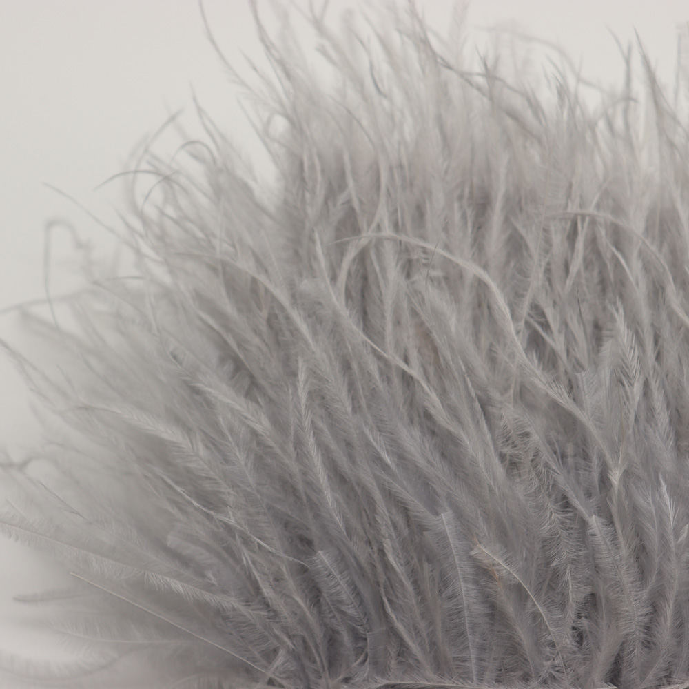 Huike Factory Direct Sales 8Cm~10Cm Silver Gray Ostrich Hair Cloth With Wedding, Clothing Decoration Can Be Diy details Picture