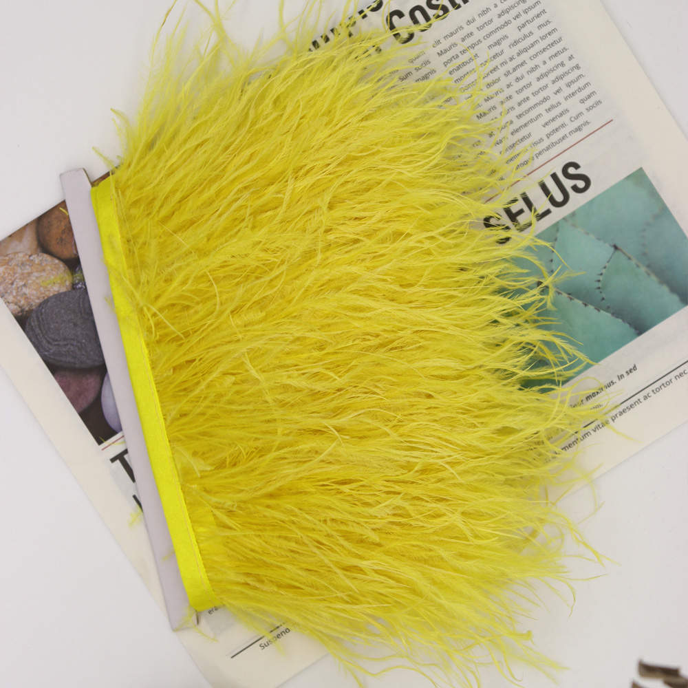 Huike Factory Direct Sales 8Cm~10Cm Yellow Ostrich Wool Cloth With Wedding, Clothing Decoration Can Be Diy details Picture