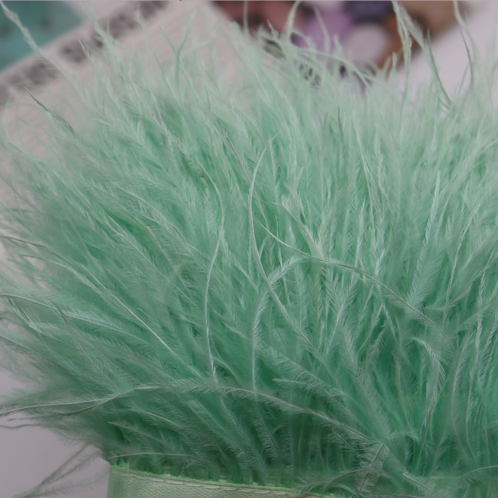Huike Factory Direct Sales 8Cm~10Cm Mint Green Ostrich Hair Cloth With Wedding, Clothing Decoration Can Be Diy details Picture