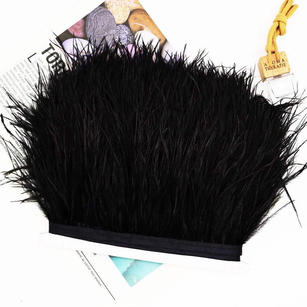 Huike Factory Direct Sales 8Cm~10Cm Black Ostrich Wool Cloth With Wedding, Clothing Decoration Can Be Diy details Picture