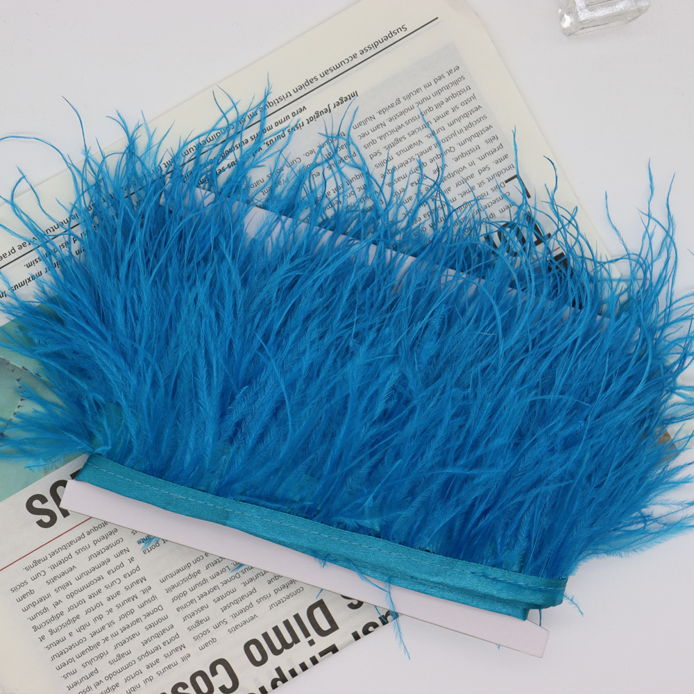 Huike Factory Direct Sales 8Cm~10Cm Blue Ostrich Hair Cloth With Wedding, Clothing Decoration Can Be Diy details Picture