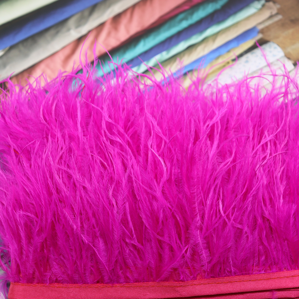 Huike Factory Direct Sales 8Cm~10Cm Rose Red Ostrich Hair Cloth With Wedding, Clothing Decoration Can Be Diy details Picture