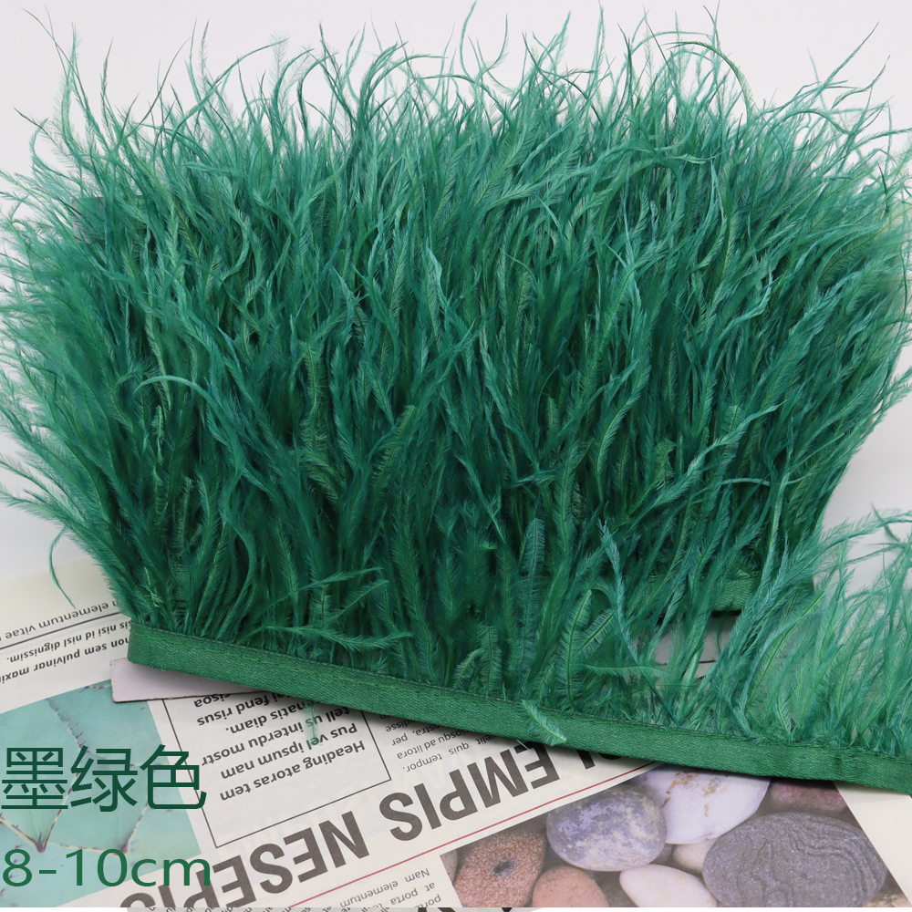 Huike Factory Direct Sales 8Cm~10Cm Dark Green Ostrich Hair Cloth With Wedding, Clothing Decoration Can Be Diy