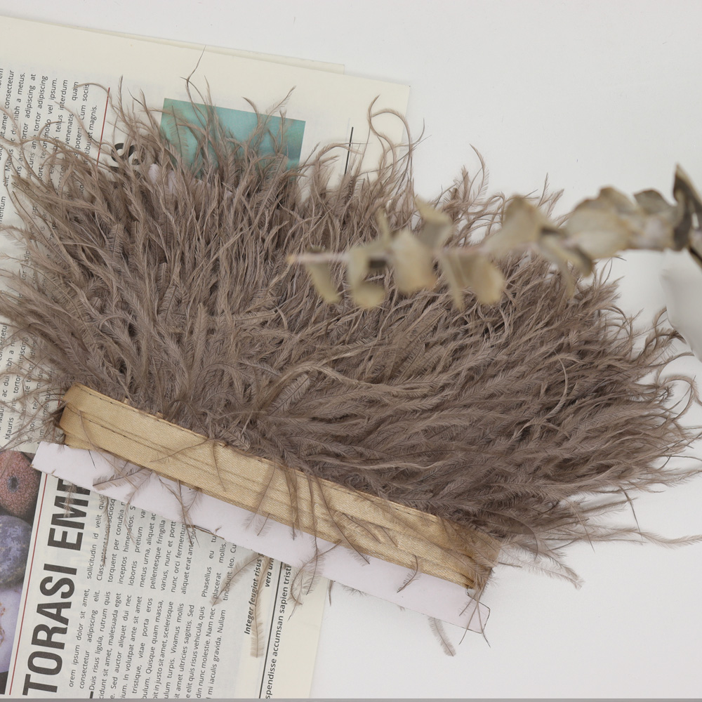 Huike Factory Direct Sales 8Cm~10Cm Brown Ostrich Hair Cloth With Wedding, Clothing Decoration Can Be Diy details Picture