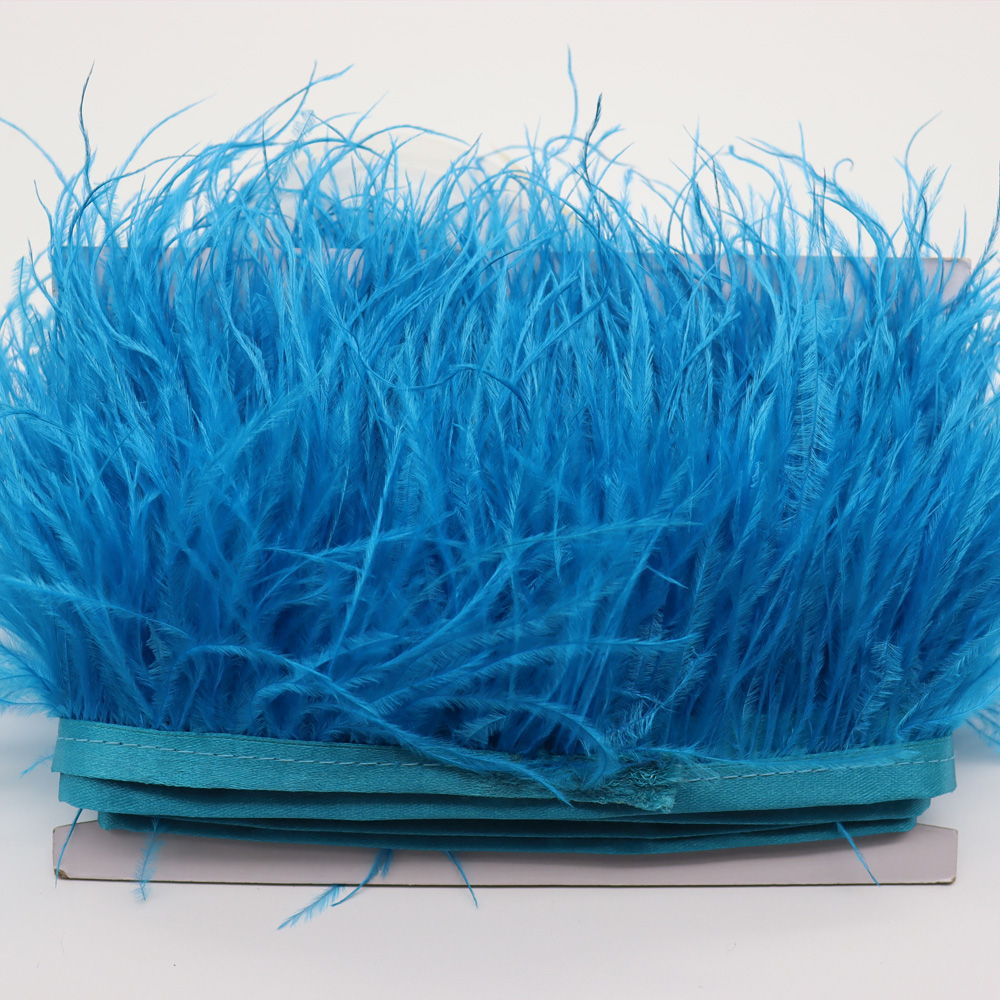 Huike Factory Direct Sales 8Cm~10Cm Blue Ostrich Hair Cloth With Wedding, Clothing Decoration Can Be Diy Item Picture
