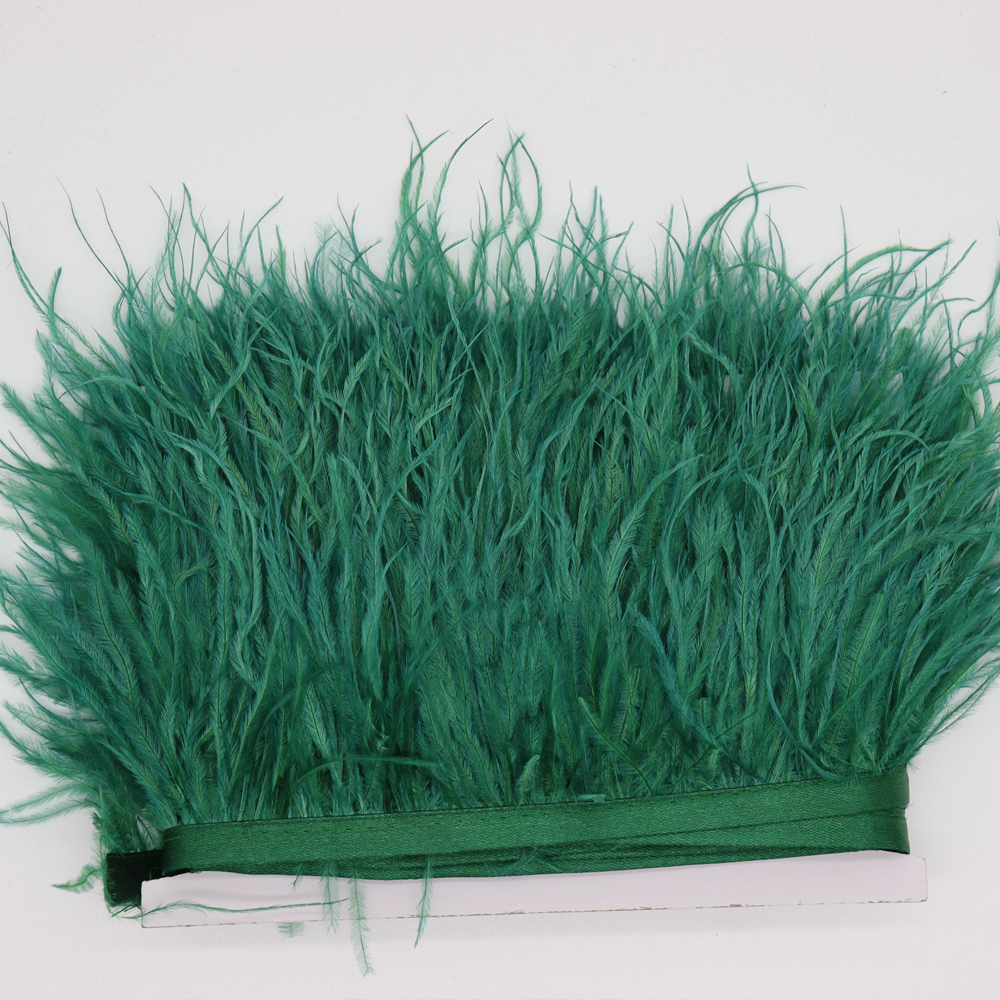 Huike Factory Direct Sales 8Cm~10Cm Dark Green Ostrich Hair Cloth With Wedding, Clothing Decoration Can Be Diy Item Picture