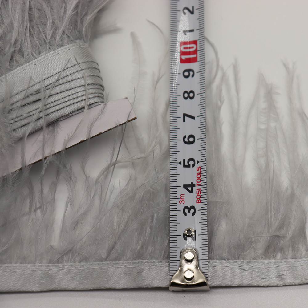 Huike Factory Direct Sales 8Cm~10Cm Silver Gray Ostrich Hair Cloth With Wedding, Clothing Decoration Can Be Diy Specification drawing