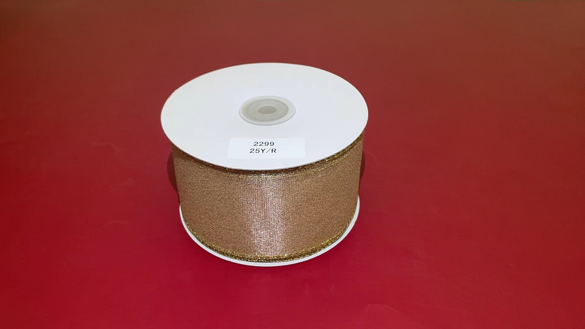 货号：2299圣诞礼品包装装饰DIY 浅金葱布圣诞铁线带6.3cm圣诞树圣诞用品详情2