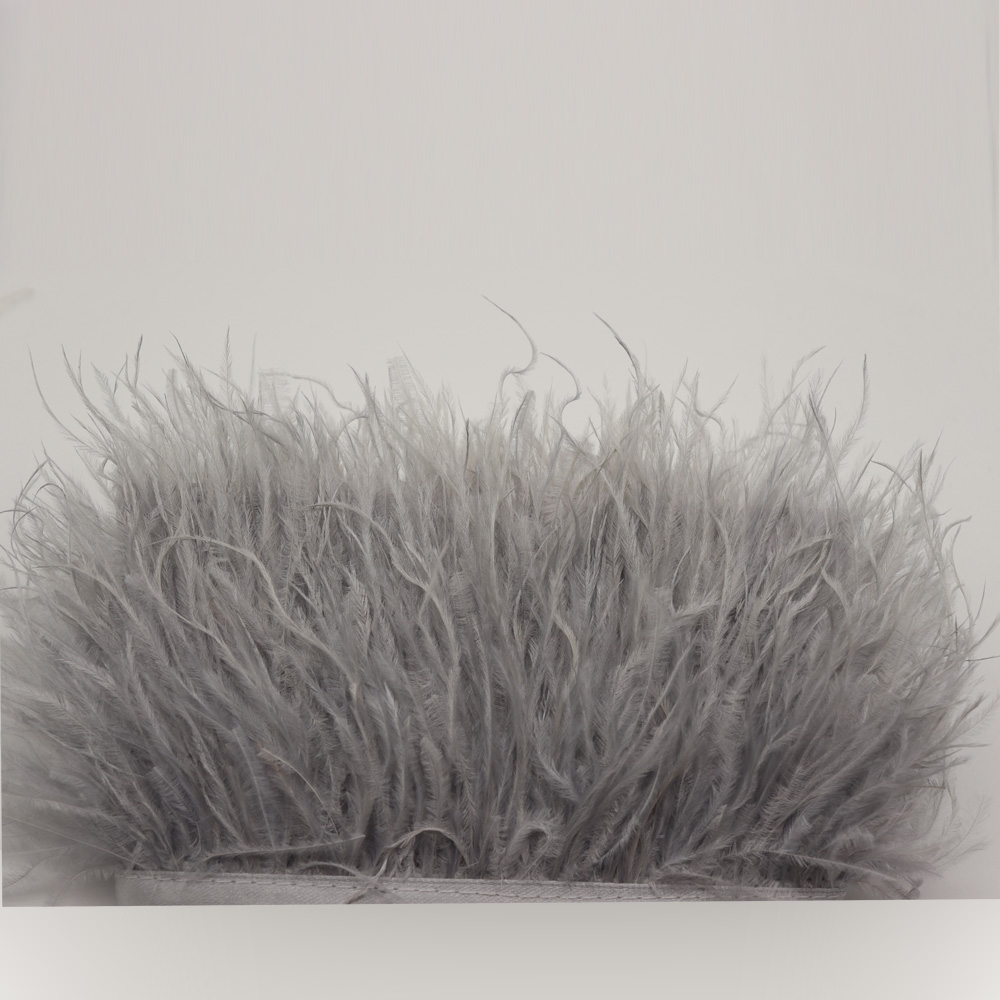 Huike Factory Direct Sales 8Cm~10Cm Silver Gray Ostrich Hair Cloth With Wedding, Clothing Decoration Can Be Diy Item Picture