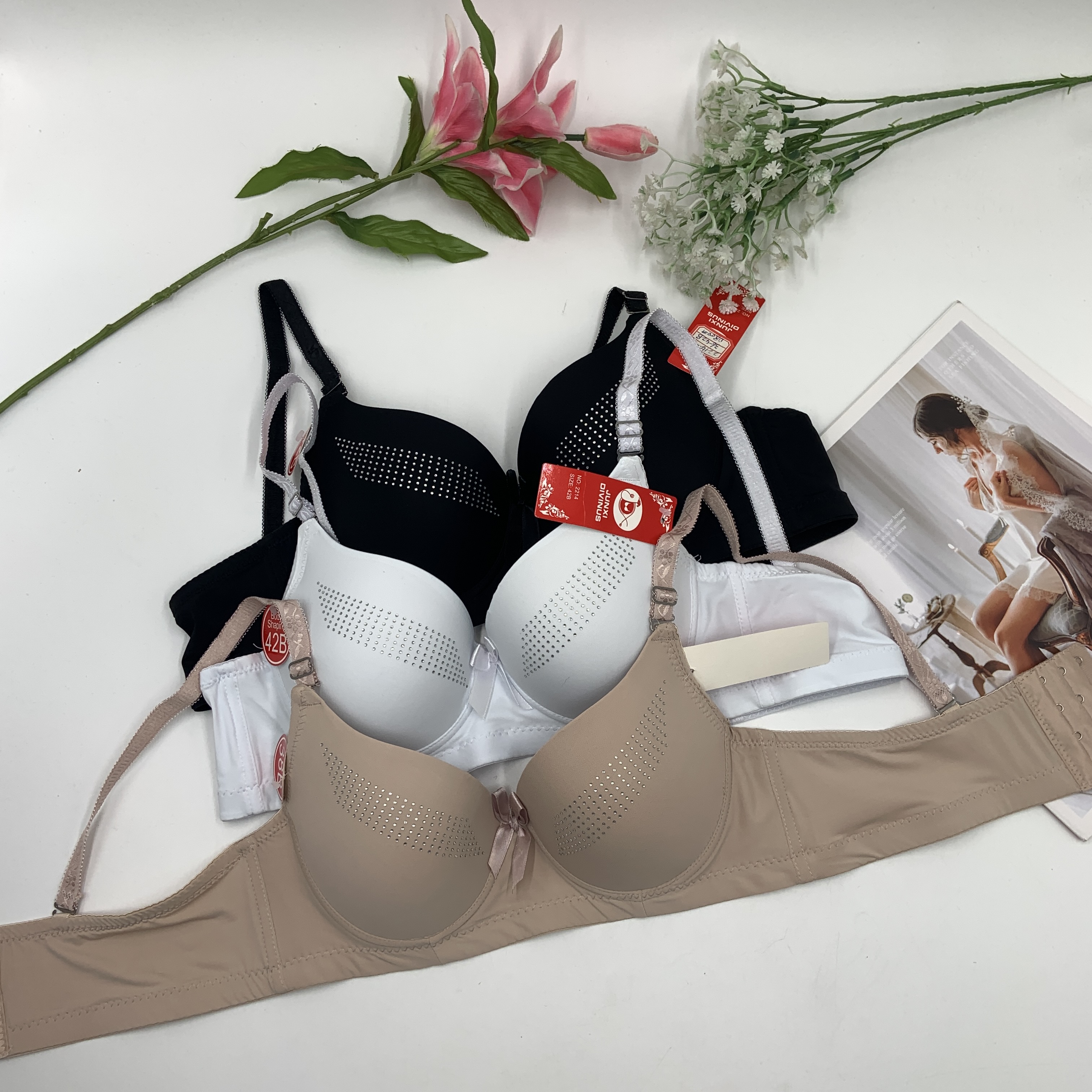 French large size thin anti-sagging retraction underwire bra for women