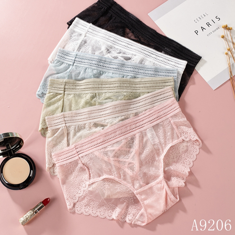 Magic Box of women's lace panties Breathable mesh sweet mid-waist seductive lace lace triangle panties