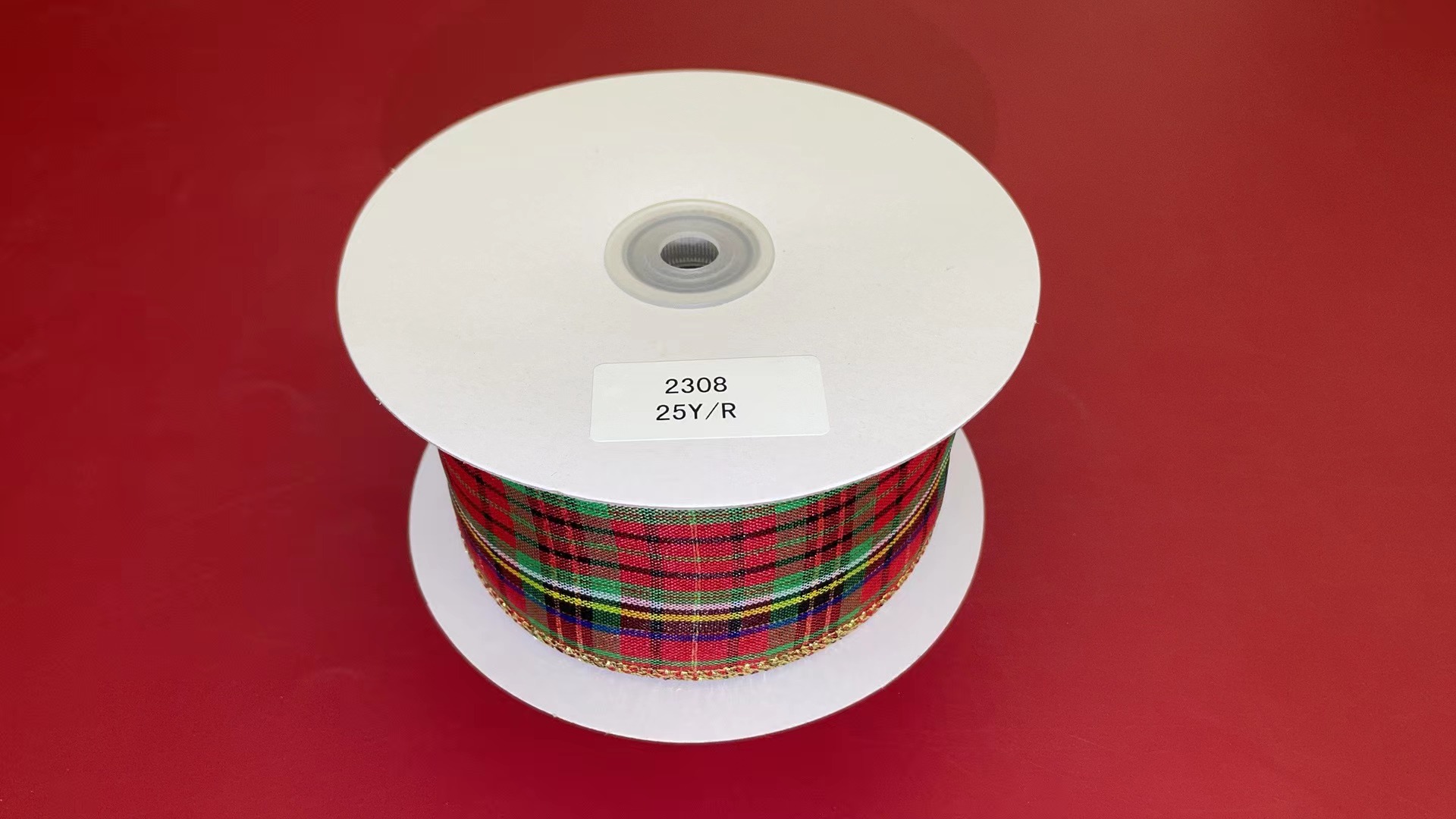 货号：2308圣诞礼品包装装饰DIY 五彩格子圣诞铁线带6.3cm详情1