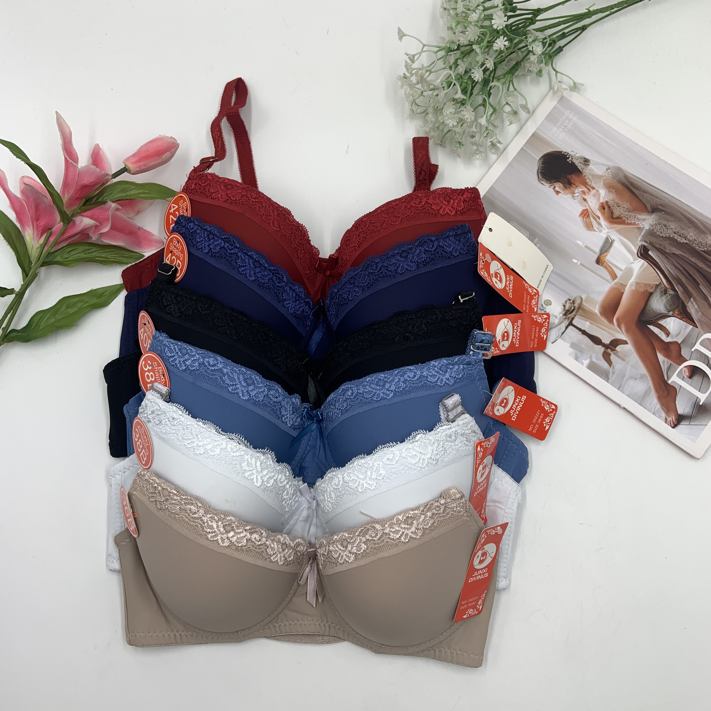Foreign trade underwear small chest gathered adjustment bra simple new lace bra thumbnail