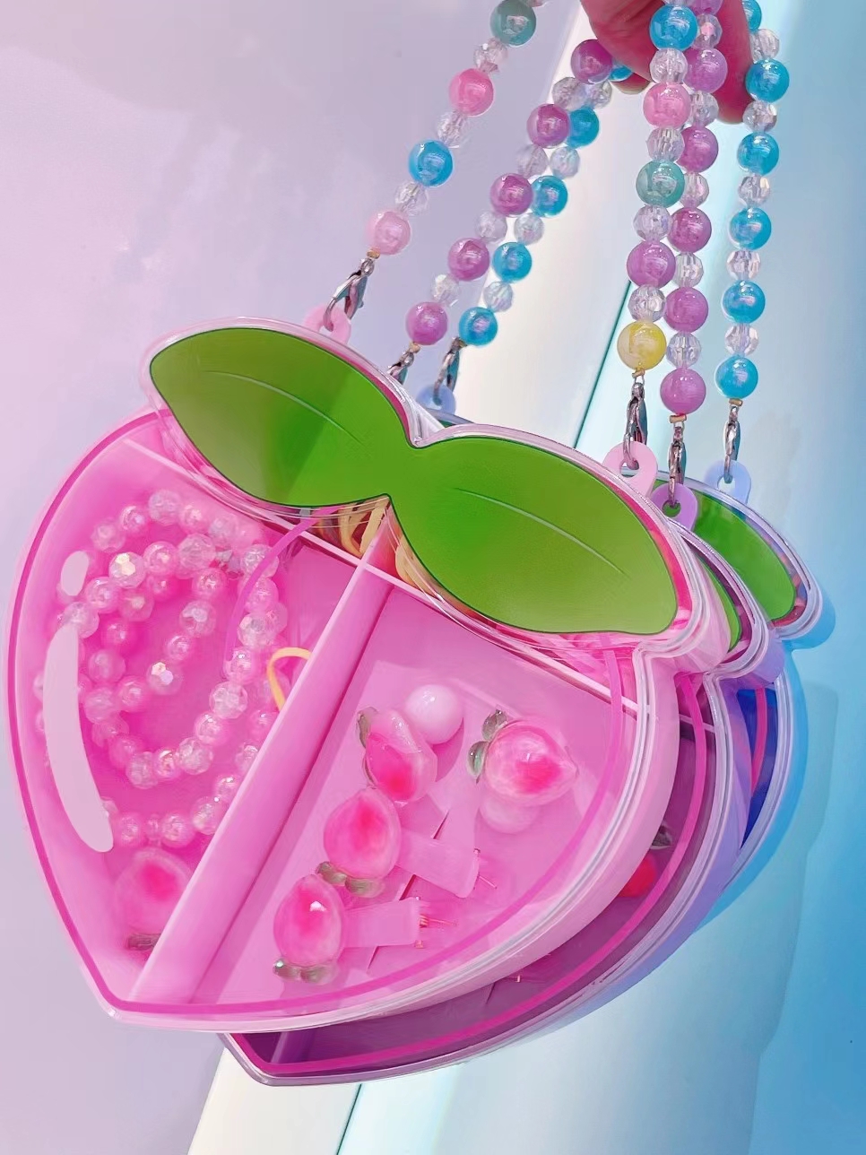 新款饰品创意儿童串珠项链手链耳环戒指皮筋夹子礼物套装糖果盒详情1