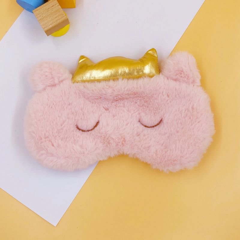 现货护眼罩卡通皇冠粉色眼罩学生睡眠眼罩透气遮光绣花眼罩毛绒眼罩柔软舒适男女通用护眼眼罩可定制厂家定制来稿打样订单生产均可详情4