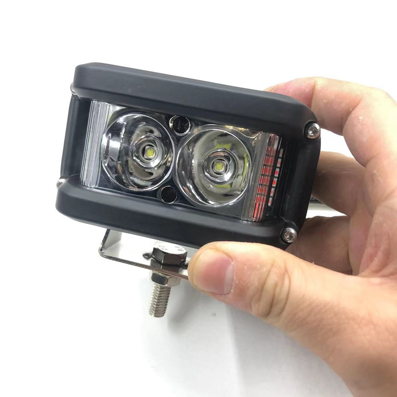 Car LED spotlights, 38W work lights, 3-sided red and blue flashing warning lights, super bright model details Picture