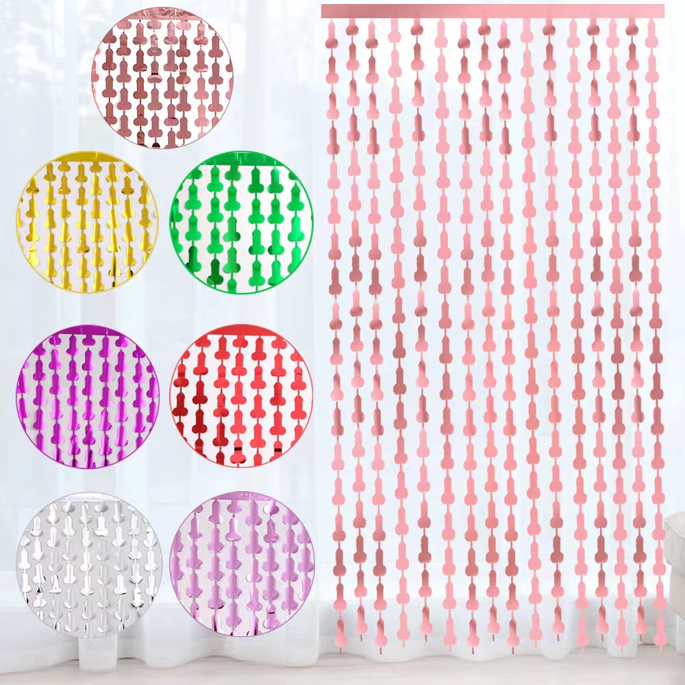 Amazon Bachelor party 1m*2m bright face rain curtain Adult birthday party decorative background wall fringe door curtain