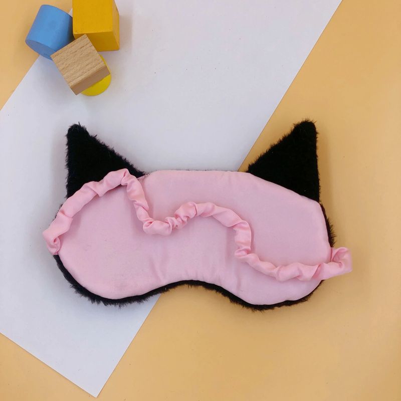 现货护眼罩卡通猫咪黑色眼罩学生睡眠眼罩透气遮光绣花眼罩毛绒眼罩柔软舒适男女通用护眼眼罩可定制厂家定制来稿打样订单生产均可详情4