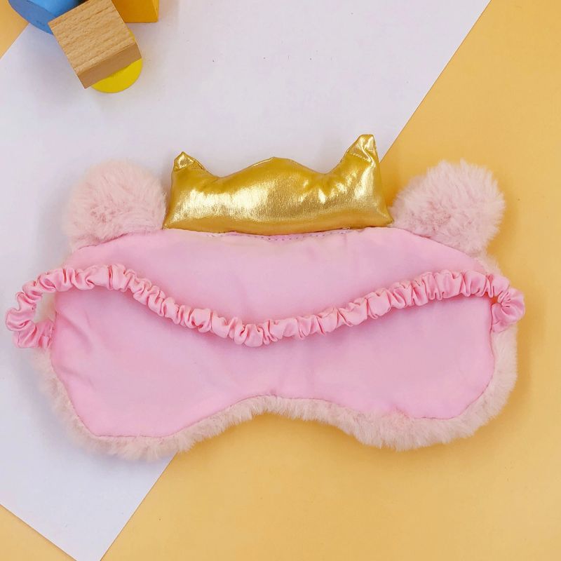 现货护眼罩卡通皇冠粉色眼罩学生睡眠眼罩透气遮光绣花眼罩毛绒眼罩柔软舒适男女通用护眼眼罩可定制厂家定制来稿打样订单生产均可详情3