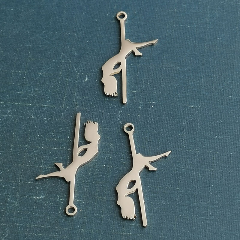 Europe and the United States cross-border trade hot titanium steel pole dance girl pendant DIY stainless steel necklace bracelet accessories