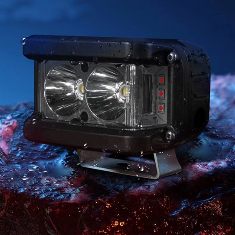 Car LED spotlights, 38W work lights, 3-sided red and blue flashing warning lights, super bright model Specification drawing