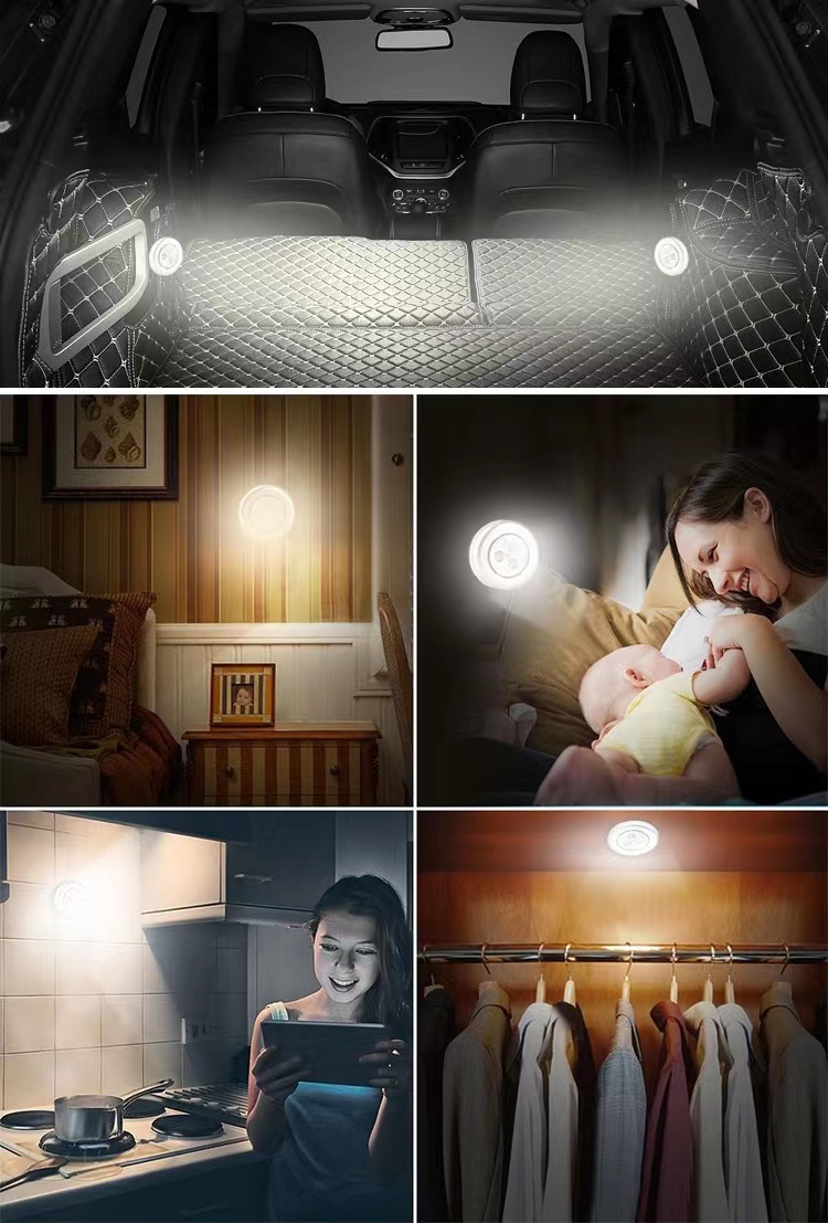 3LED high-brightness tap light, press-type wardrobe and kitchen light, cabinet corridor light, night wake-up head milk feeding light pic 2
