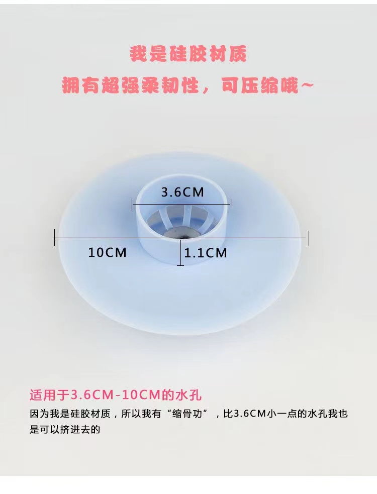 硅胶地漏浴室防臭防堵塞厨卫神器按压式地漏盖厨房卫生间礼品按压详情2