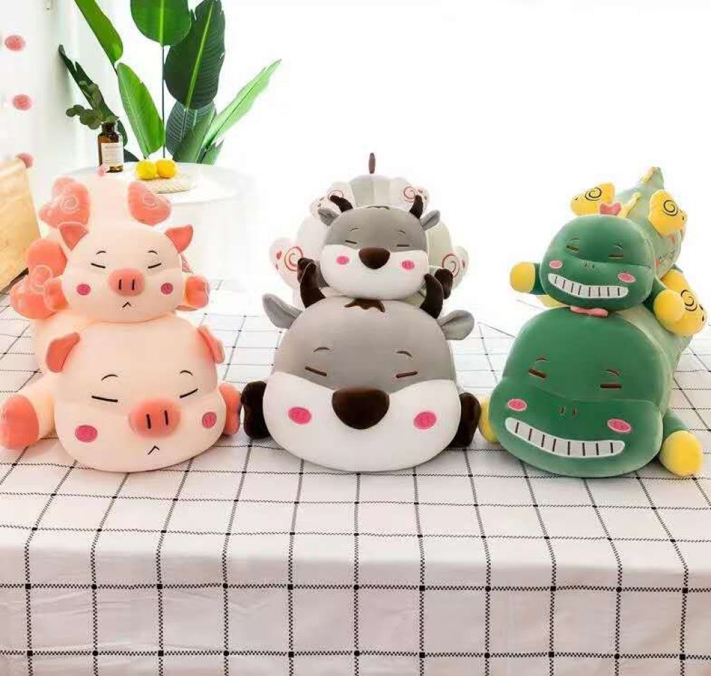 New angel pig doll cow plush dinosaur doll girl sleeping leg pillow children's birthday gift