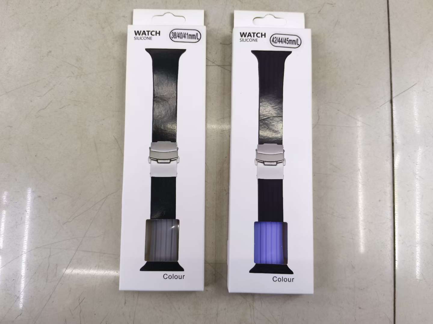 Silicone folding metal buckle striped watch band